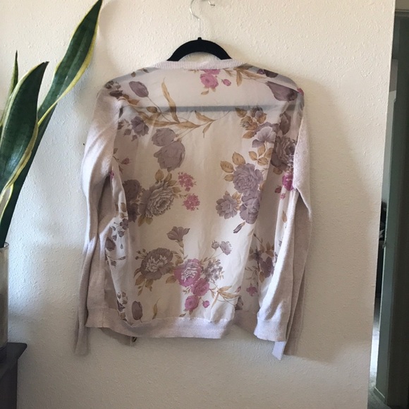 Forever 21 Chiffon and cotton floral cardigan y2k button down sweater sheer - Picture 2 of 8